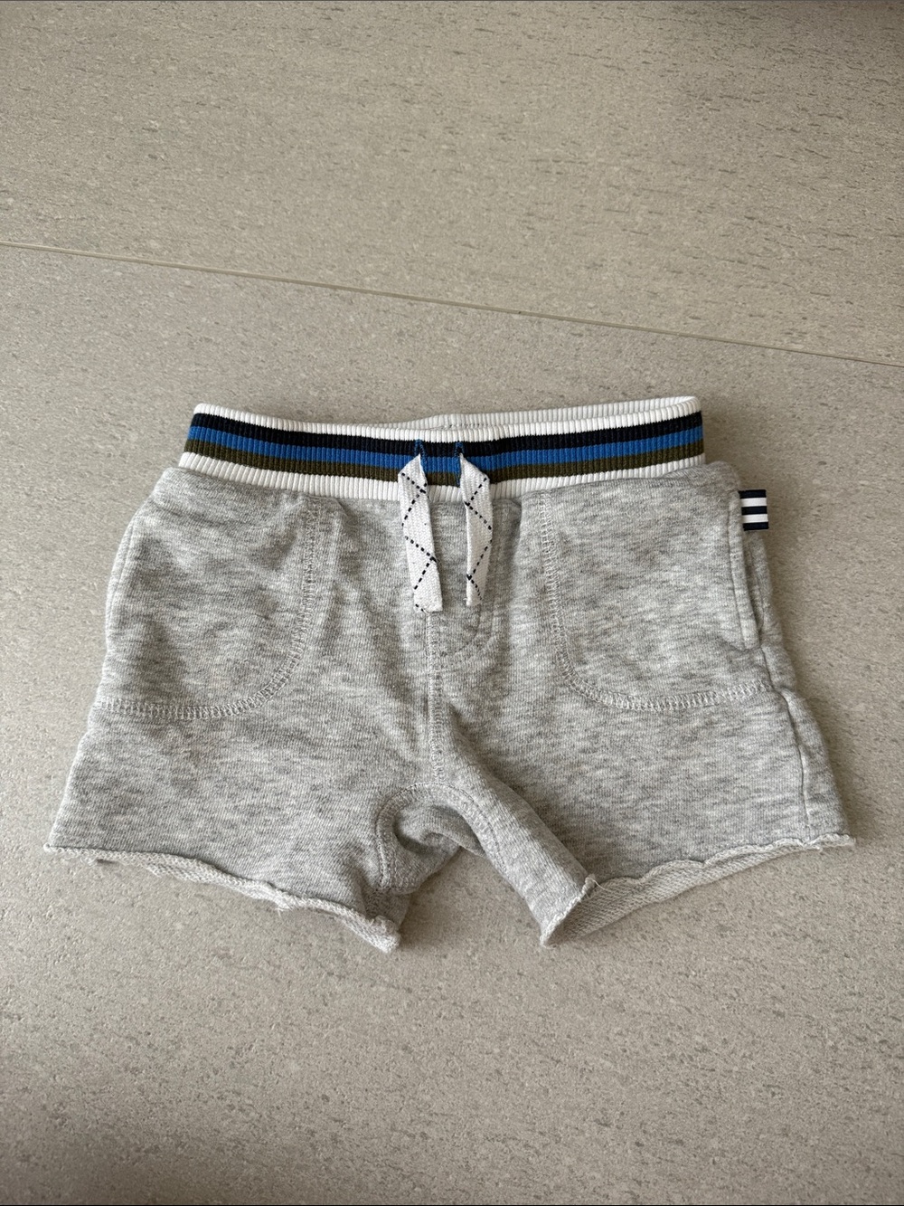 Splendid Grey Knit Shorts with Blue-Trim Waistband